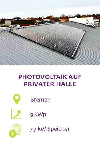 Photovoltaik auf privatem Hallendach