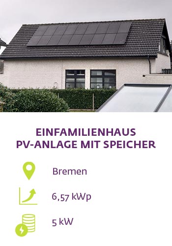 Einfamilienhaus mit PV-Analage und Speicher in Bremen