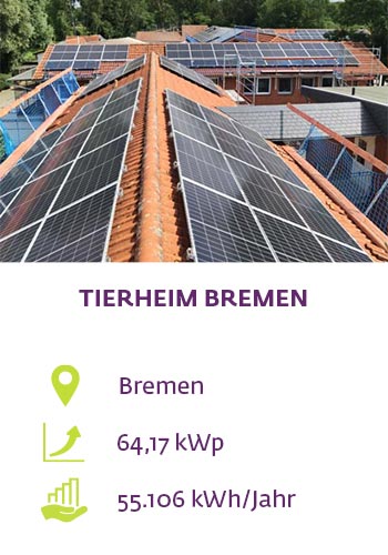 Große Solaranlage auf dem Tierheim Bremen