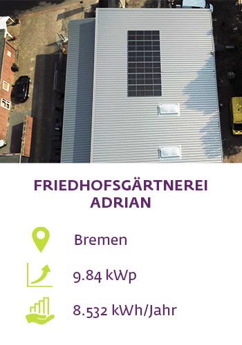 Gewerbliche Photovoltaik Friedhofsgärtnerei Adrian aus Bremen-Solaranlage